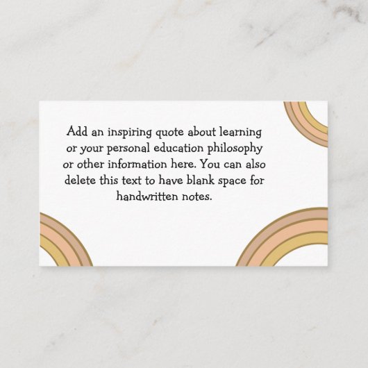 キュートボホレインボーズチューター先生 名刺 (裏面)