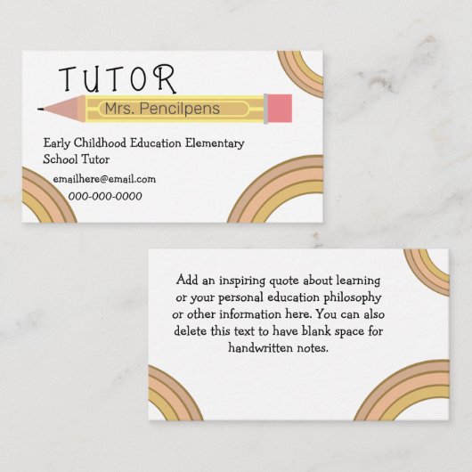 キュートボホレインボーズチューター先生 名刺 (正面/裏面)