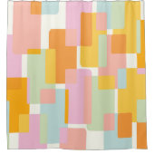 キュートボホレトロパステルジオメトリックシェイプアート シャワーカーテン (正面)