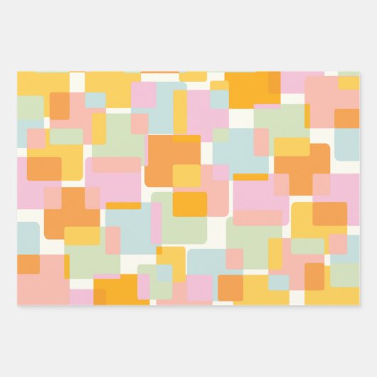 キュートボホレトロパステルジオメトリックシェイプアート ラッピングペーパーシート (正面)