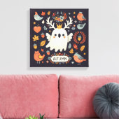 キュートボホーオータム幽霊リースウォールデカール キャンバスプリント (インサイチュ (リビング))