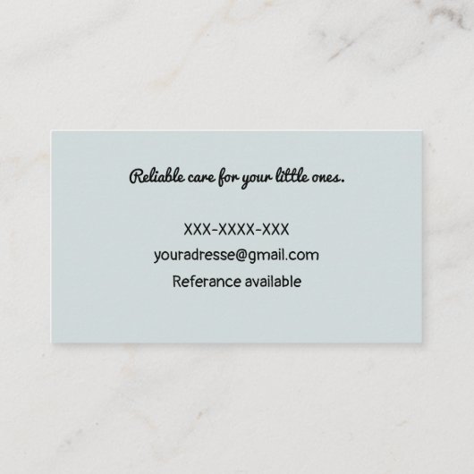 キュートボホーレインボーパステルハートベビーシッター 名刺 (裏面)