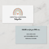 キュートボホーレインボーパステルハートベビーシッター 名刺 (正面/裏面)