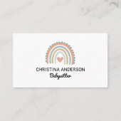 キュートボホーレインボーパステルハートベビーシッター 名刺 (正面)