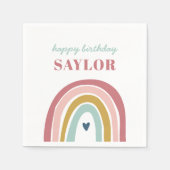 キュートボホーレインボーピンク誕生日 スタンダードカクテルナプキン (正面)