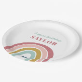 キュートボホーレインボーピンク誕生日 ペーパープレート (アングル)