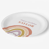 キュートボホーレインボーピーチ赤面誕生日 ペーパープレート (アングル)