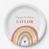 キュートボホーレインボーピーチ赤面誕生日 ペーパープレート (正面)