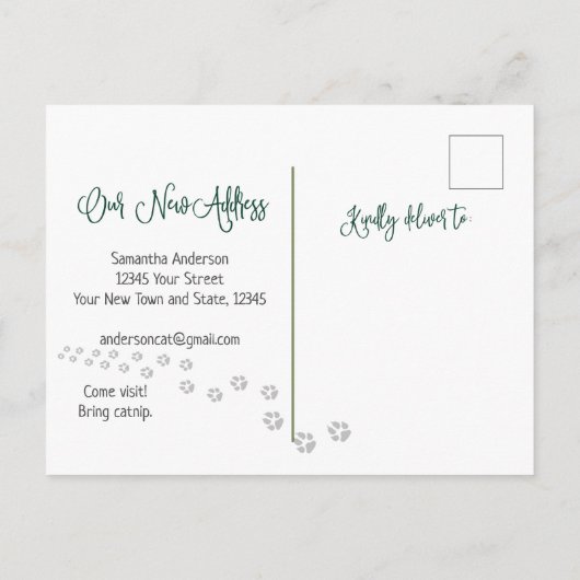 キュートボンベイコージーニューホームアドレス 案内ポストカード (裏面)