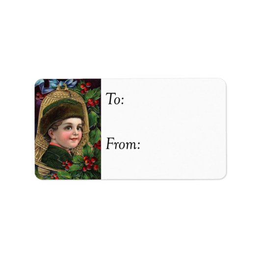 キュートボーイオンベルオーナメントヴィンテージギフトラベル ラベル (正面)