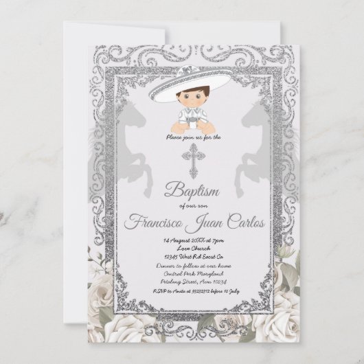 キュートボーイシャルロバプテスマ《キリスト教》洗礼式や命名式招待状 招待状 (正面)