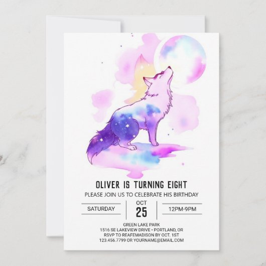 キュートボーイズウルフカップ誕生日 招待状 (正面)