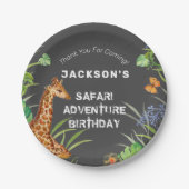 キュートボーイズジャングルサファリキリン誕生日 ペーパープレート (正面)