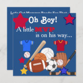 キュートボーイズスポーツベビーシャワー招待状HOCKEY 招待状 (正面/裏面)