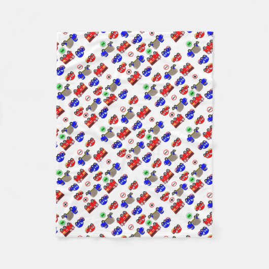 キュートボーイズトイズカーズトラック消防車デザイン フリースブランケット (正面)