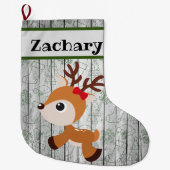 キュートボーイズフェスティバルトナカイパーソナライズされた ラージクリスマスストッキング (正面)