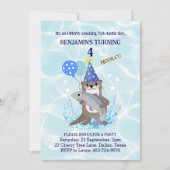 キュートボーイズブルーウォーターシーオッター誕生日招待状 招待状 (正面)