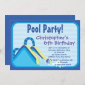 キュートボーイズプールパーティーバースデーパーティ招待状 招待状 (正面/裏面)