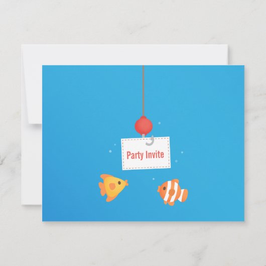 キュートボーイラブズ魚釣りバースデーパーティ招待状 招待状 (裏面)