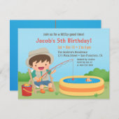 キュートボーイラブズ魚釣りバースデーパーティ招待状 招待状 (正面/裏面)