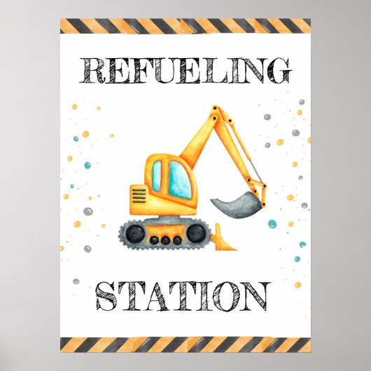 キュートボーイ誕生日建築車パーティー ポスター (正面)