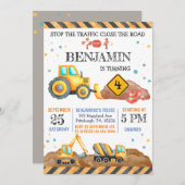 キュートボーイ誕生日建築車パーティー 招待状 (正面/裏面)