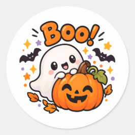 キュートボーガイストパンプキンハロウィン丸シール ラウンドシール