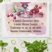 キュートポインセティアカクテルクリスマスドリンクレシピ キッチンタオル (折り畳み)