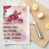 キュートポインセティアカクテルクリスマスドリンクレシピ キッチンタオル (四つ折り)