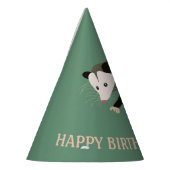 キュートポッサムイラストレーションライトグリーンパーソナライズされた パーティーハット (左)