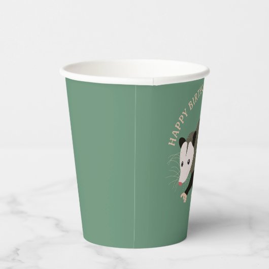 キュートポッサムイラストレーションライトグリーンパーソナライズされた 紙コップ (右)