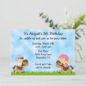 キュートポニーパーティーガールズアンドボーイズホース誕生日 招待状 (スタンド正面)