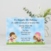 キュートポニーパーティーガールズライディングウマ誕生日 招待状 (スタンド正面)