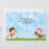 キュートポニーパーティーガールズライディングウマ誕生日 招待状 (裏面)