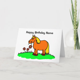 キュートポニームンチングフラワーカートゥーン誕生日 カード
