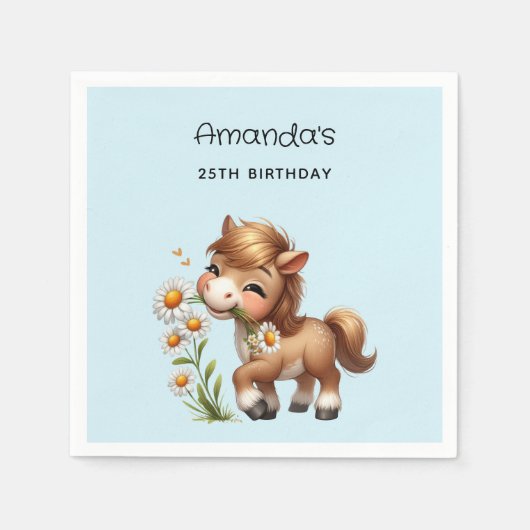 キュートポニー食べデイジーパーティー スタンダードカクテルナプキン (正面)