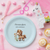 キュートポニー食べデイジー誕生日 ペーパープレート (パーティー)