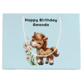 キュートポニー食べデイジー誕生日 ラージペーパーバッグ (正面)