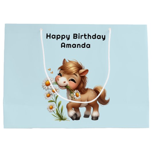 キュートポニー食べデイジー誕生日 ラージペーパーバッグ (裏面)