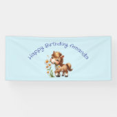 キュートポニー食べデイジー誕生日 横断幕 (横)