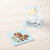 キュートポニー食べデイジー スクエアペーパーコースター (インサイチュ)