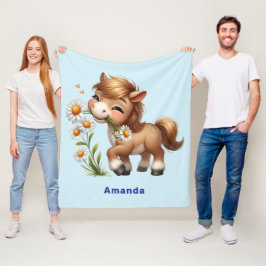 キュートポニー食べデイジー フリースブランケット