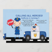 キュートポリスヒーローズ誕生日招待状 招待状 (正面/裏面)