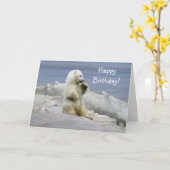 キュートポーラベアクブ&アークティックアイス誕生日 カード (黄色い花)