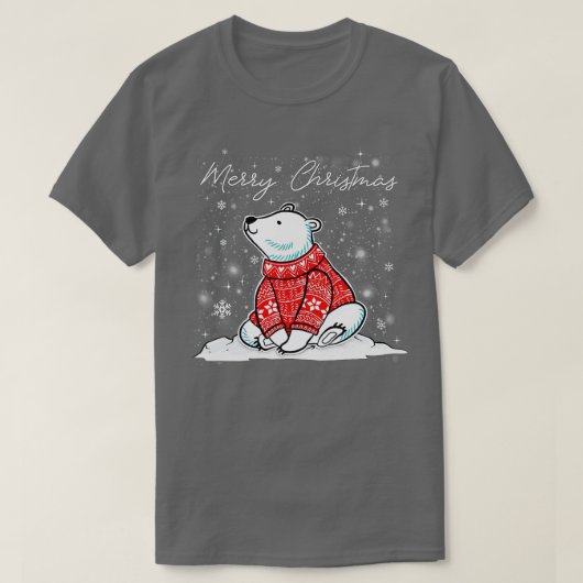 キュートポーラベアスカーフメリークリスマスクリスマスホリデー Tシャツ (デザイン正面)