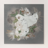 キュートポーラベアファミリーグレー ジグソーパズル (横)