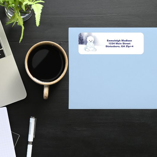 キュートポーラベアベイビーシャワー差出人住所 ラベル