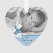 キュートポーラベア初めてのクリスマス写真テンプレート オーナメント (正面)