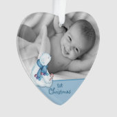 キュートポーラベア初めてのクリスマス写真テンプレート オーナメント (正面)