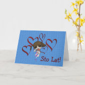 キュートポーランド誕生日カードパピーハート カード (黄色い花)